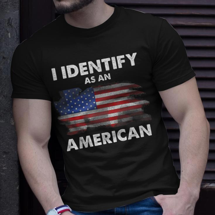 I Identify As An American Politics Us Flag Proud American Unisex T-Shirt Gifts for Him