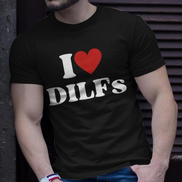 I Love Dilfs Red Heart Unisex T-Shirt Gifts for Him