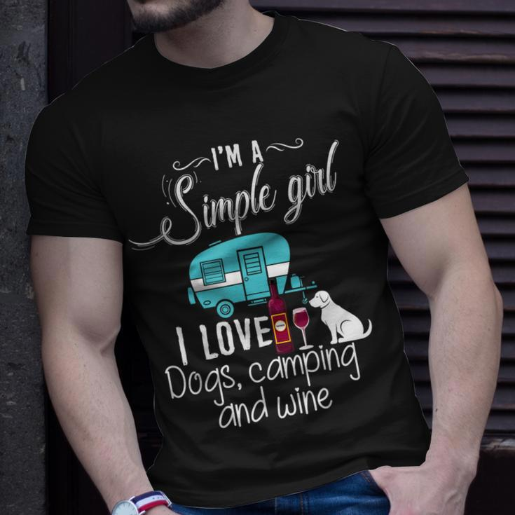 Im A Simple Girl Love Dogs Camping And Wine Gift For Womens Unisex T-Shirt Gifts for Him