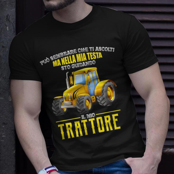 In My Head I Am Driving My Tractor Italian Words Unisex T-Shirt Gifts for Him