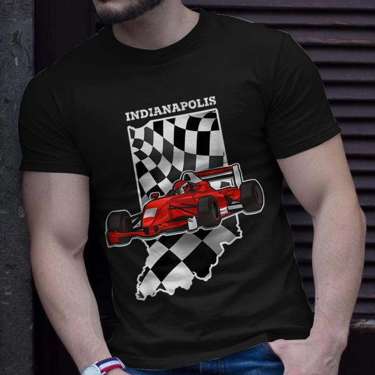 Indianapolis Indiana Race Checkered Flag Race Lovers Unisex T-Shirt Gifts for Him