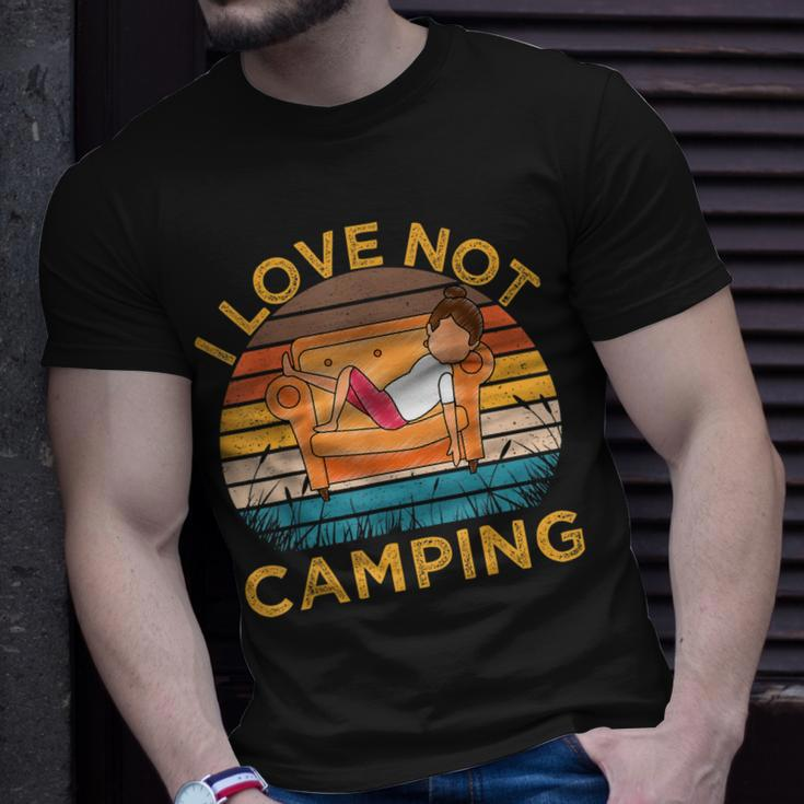 Indoorsy Girls I Love Not Camping Vintage Homebody Mom Girl Unisex T-Shirt Gifts for Him