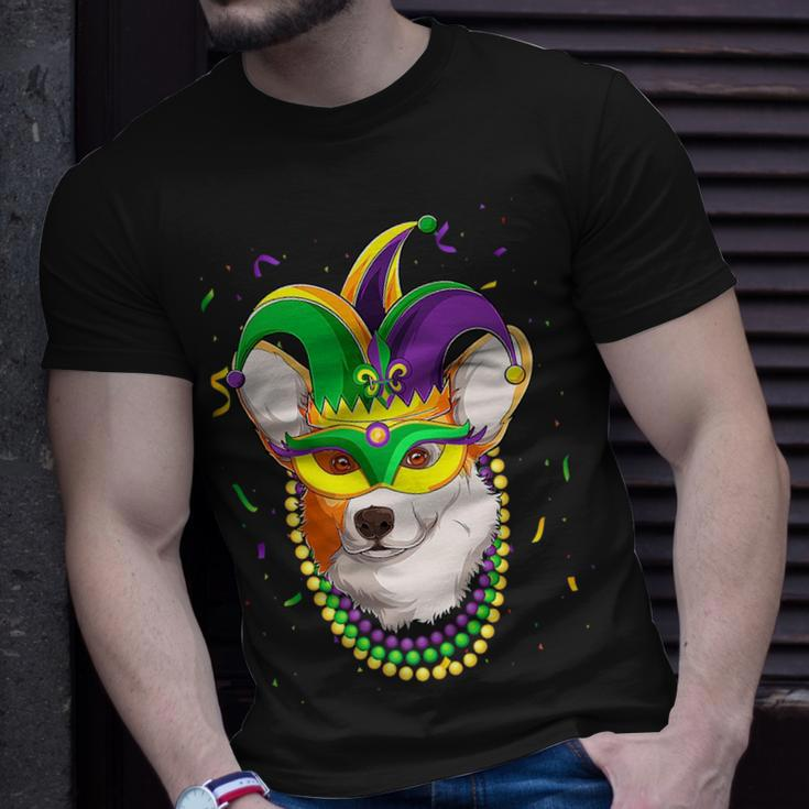 Jester Welsh Corgi Dog Mask Beads Fat Tuesday Parade Kids Unisex T-Shirt Gifts for Him