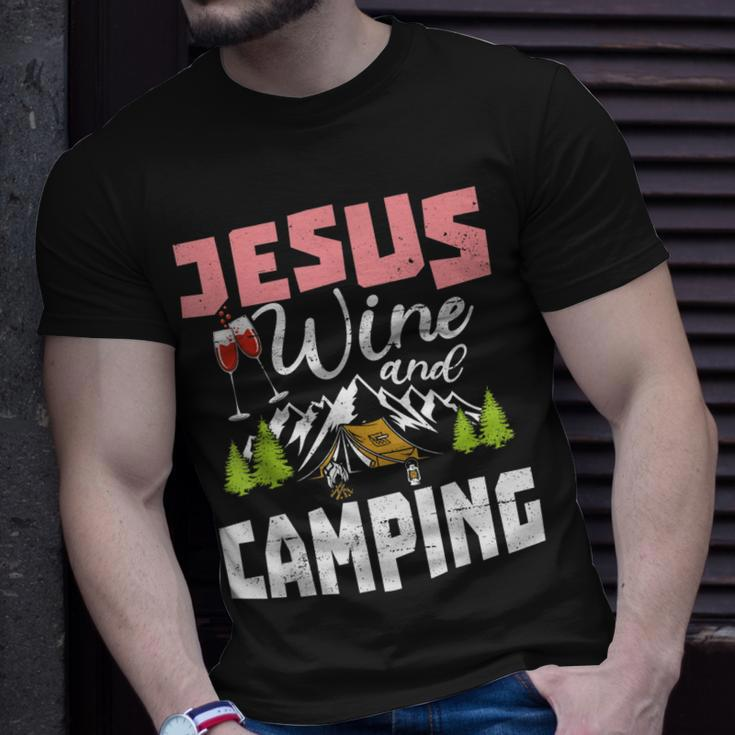 Jesus Wine And Camping For Women Mom Girl Unisex T-Shirt Gifts for Him