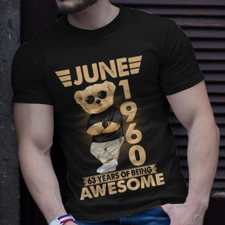 June 1960 63Rd Birthday 2023 63 Years Of Being Awesome Unisex T-Shirt Gifts for Him