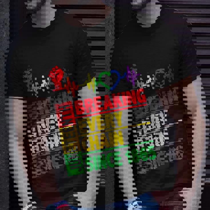 Junenth Breaking Every Chain Since 1865 African Freedom Unisex T-Shirt Gifts for Him