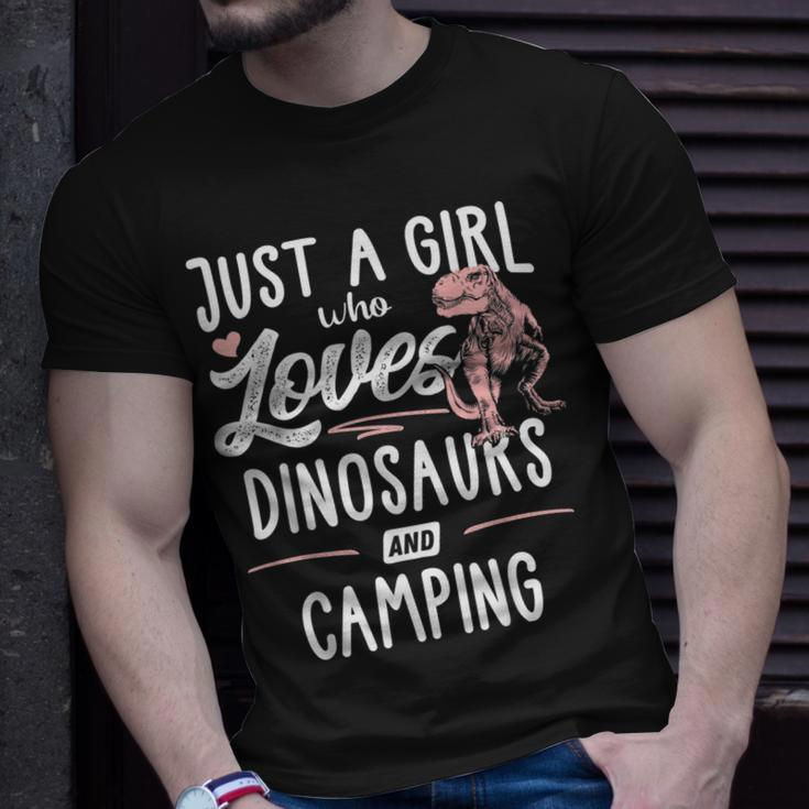 Just A Girl Who Loves Dinosaurs And Camping Dinosaur Unisex T-Shirt Gifts for Him