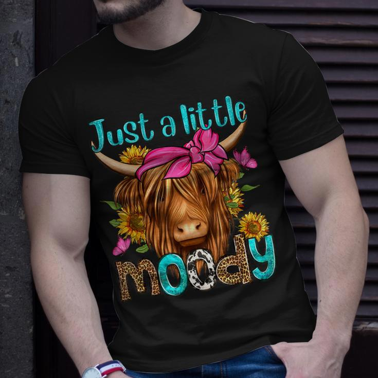 Just A Little Moody Cute Western Highland Cows Lover Farming T-Shirt Gifts for Him