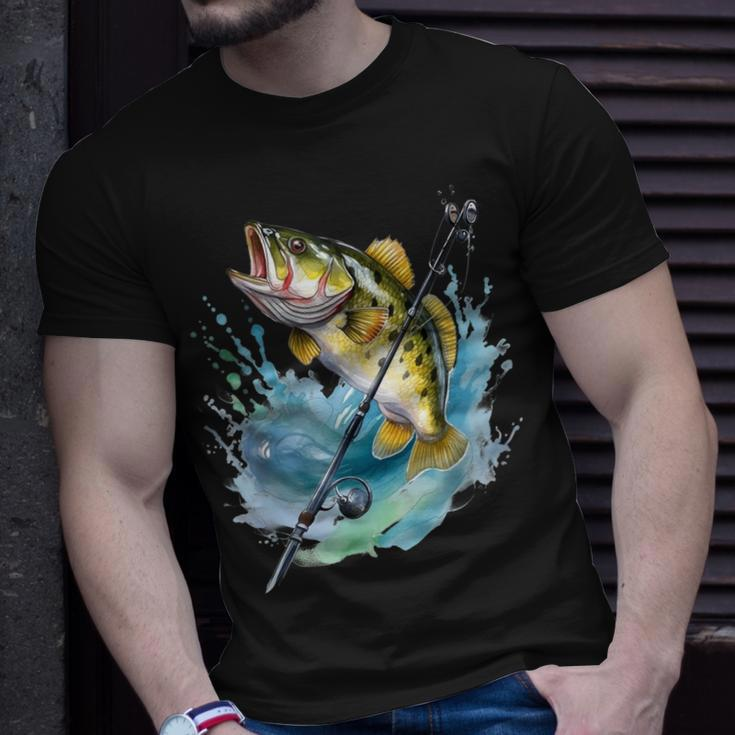 Large Mouth Bass Fish Funny Fishing Fisherman Men Boys Unisex T-Shirt Gifts for Him