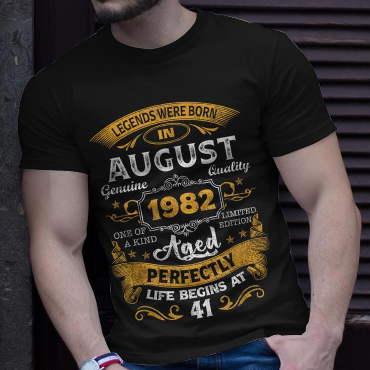 Legends Born In August 1982 41 Years Old 41St Birthday Gifts Unisex T-Shirt Gifts for Him