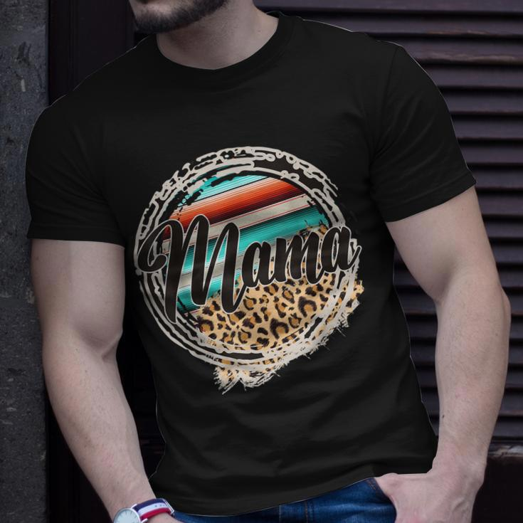Leopard Cow Pattern Mama Serape Print Cowgirl Rodeo Mommy Unisex T-Shirt Gifts for Him