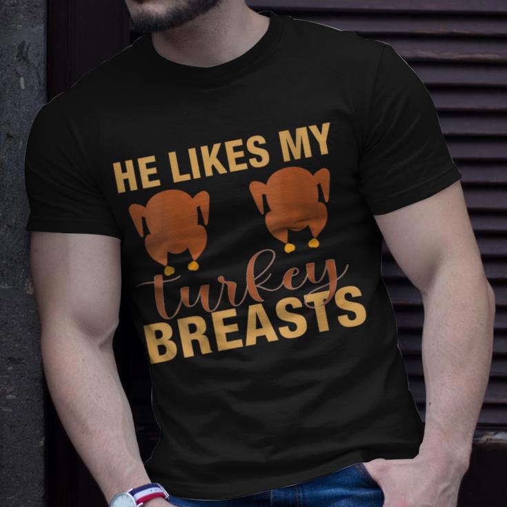 He Likes My Turkey Breast Couple Matching T-Shirt Gifts for Him