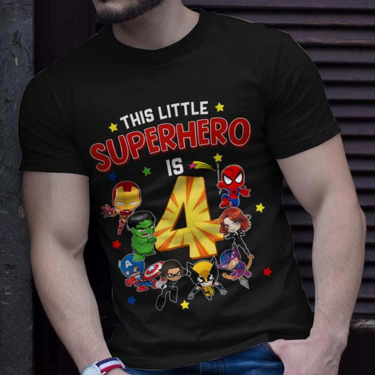 This Little Superhero Is 4 Birthday Superhero 4 Year Old Boy T-Shirt Gifts for Him