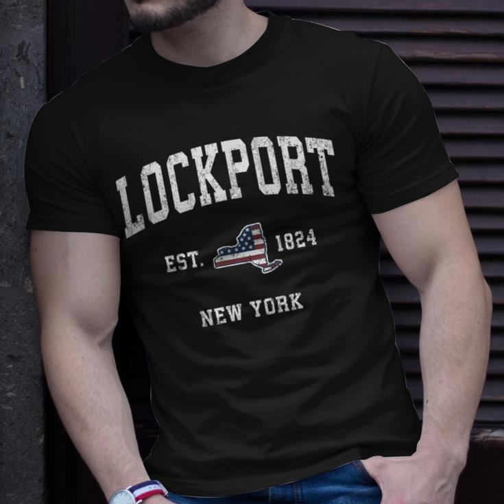 Lockport New York Ny Vintage American Flag Sports T-Shirt Gifts for Him