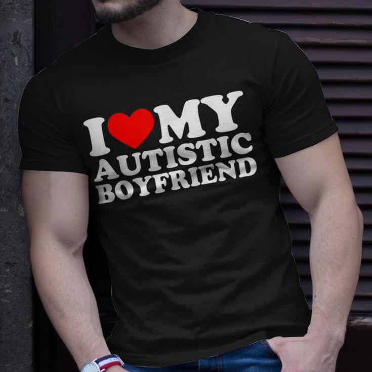 I Love My Autistic Boyfriend I Heart My Bf With Autism T-Shirt Gifts for Him