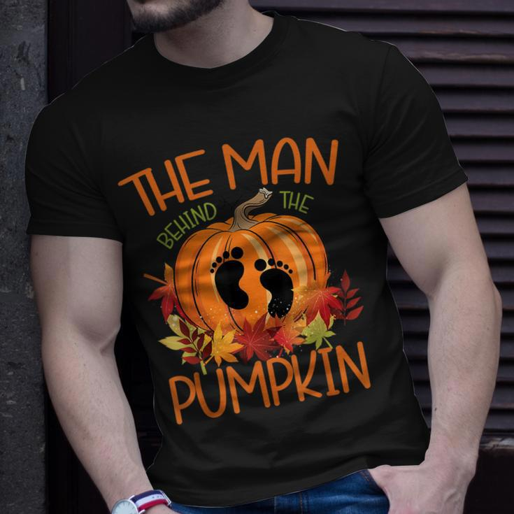 The Man Behind The Pumpkin Halloween Pregnancy Halloween Pregnancy T-Shirt Gifts for Him