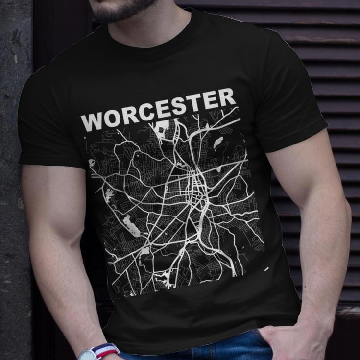 Massachusetts Souvenir Worcester City Street Map T-Shirt Gifts for Him