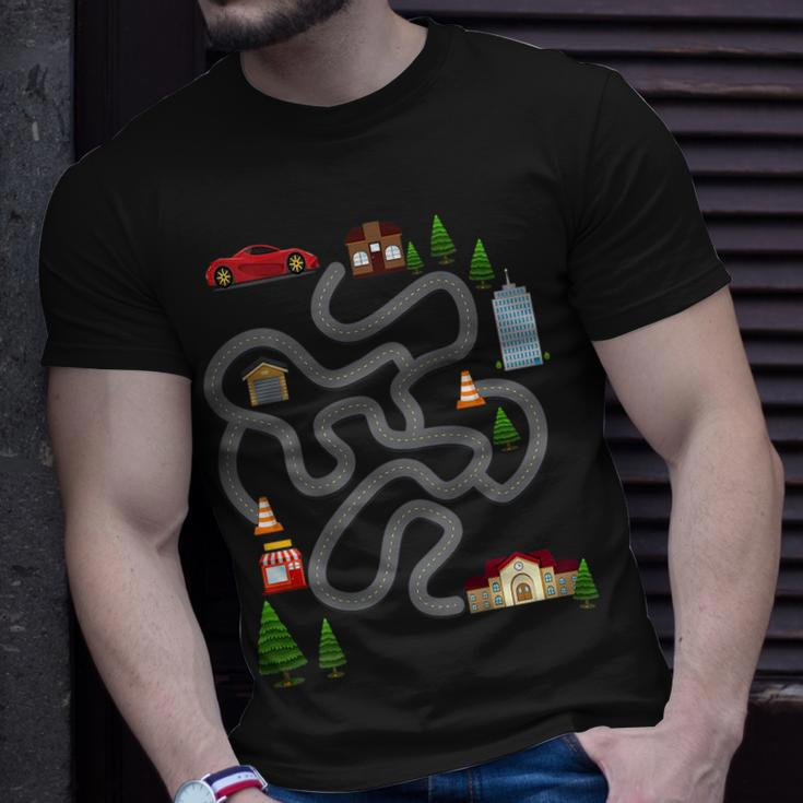 Maze Race Car Track Gifts For Dad Back Rub Play Mat Gift For Mens Unisex T-Shirt Gifts for Him