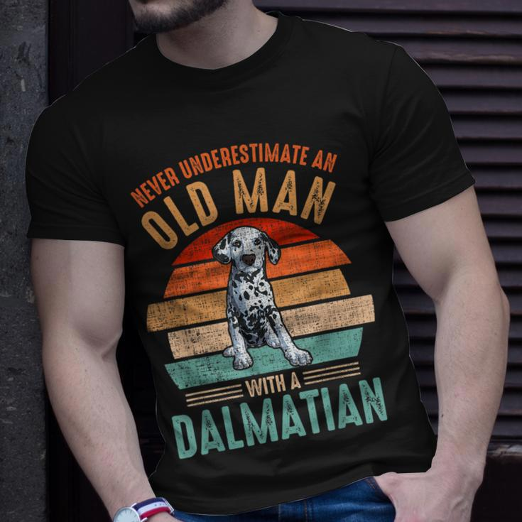 Mb Never Underestimate An Old Man With A Dalmatian T-Shirt Gifts for Him