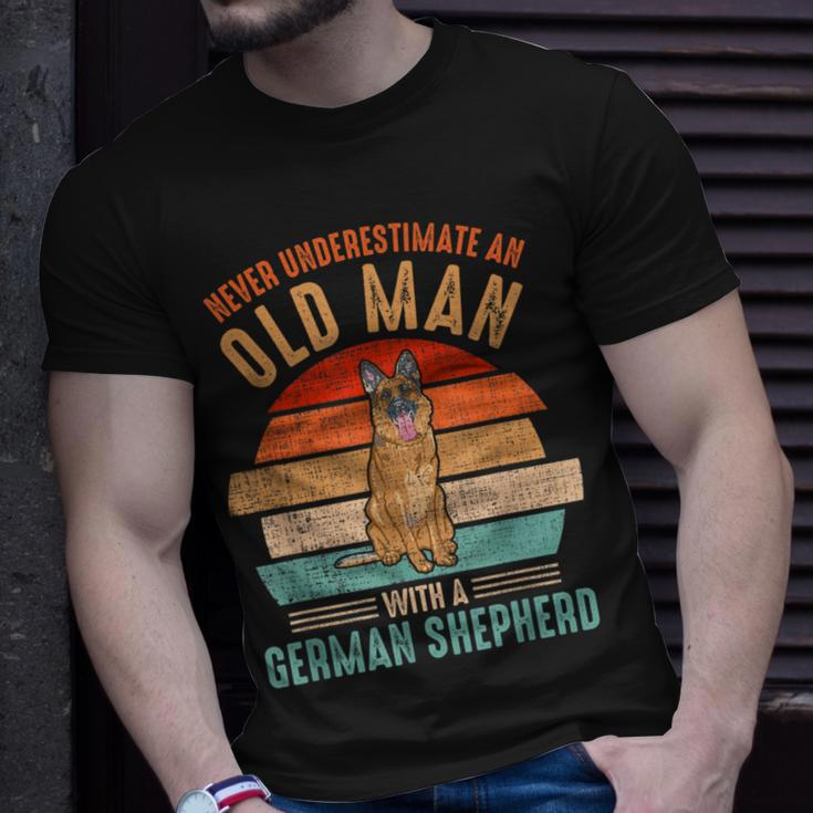 Mb Never Underestimate An Old Man With German Shepherd T-Shirt Gifts for Him