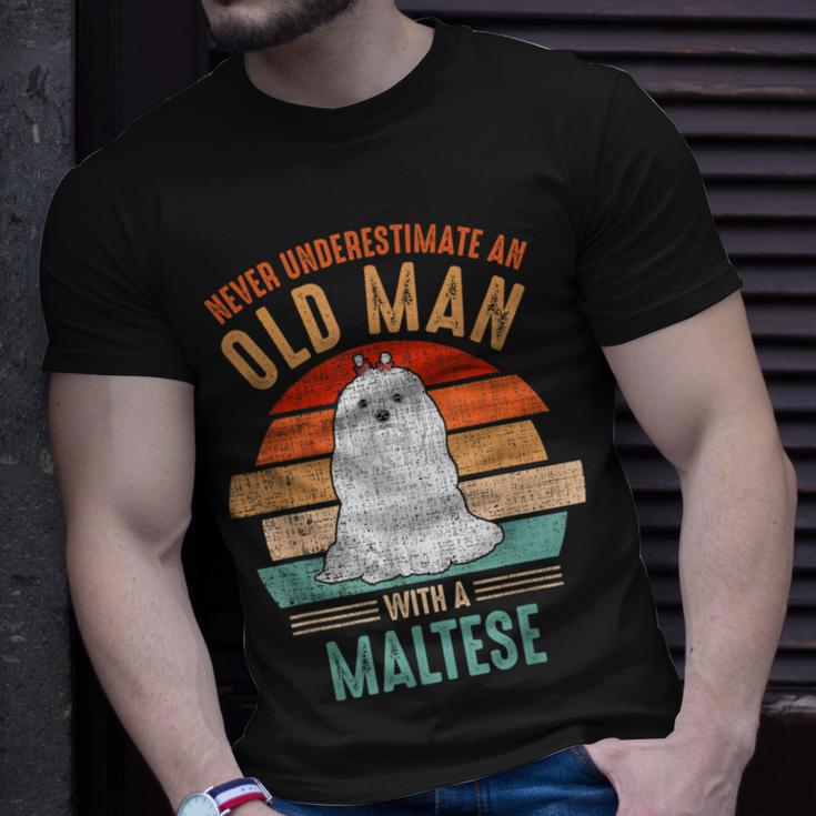 Mb Never Underestimate An Old Man With A Maltese T-Shirt Gifts for Him