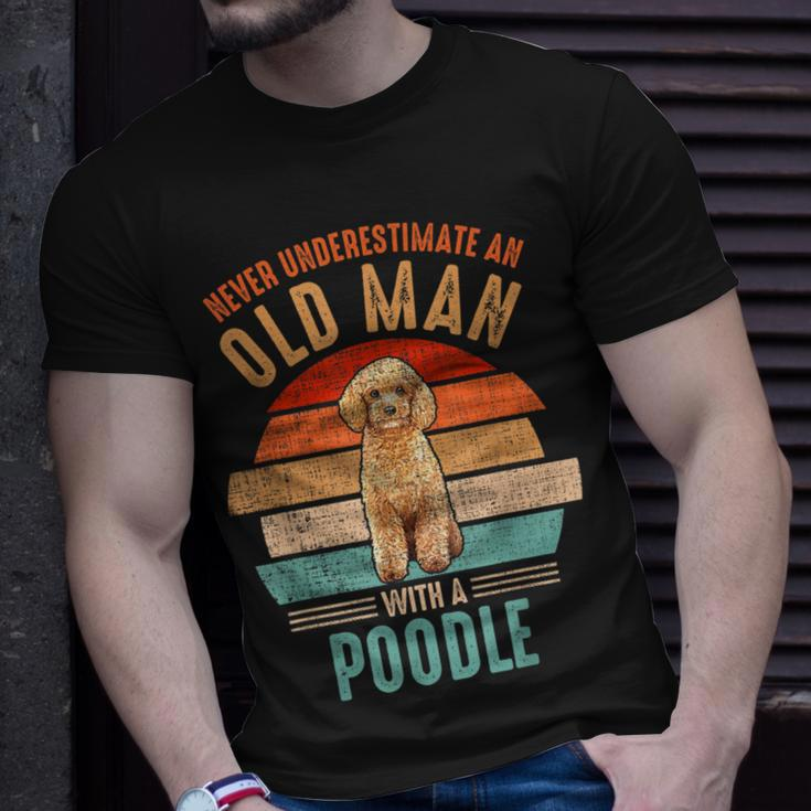 Mb Never Underestimate An Old Man With A Poodle T-Shirt Gifts for Him