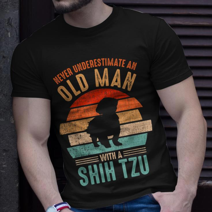 Mb Never Underestimate An Old Man With A Shih Tzu T-Shirt Gifts for Him