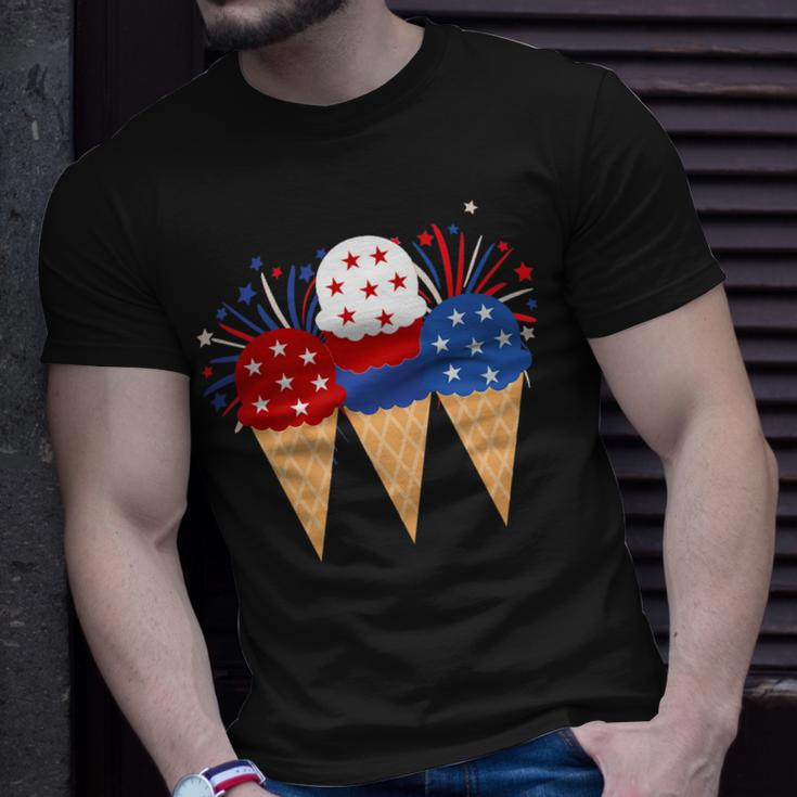 Memorial Day 4Th Of July Patriotic Ice Cream Cones Popsicle Unisex T-Shirt Gifts for Him