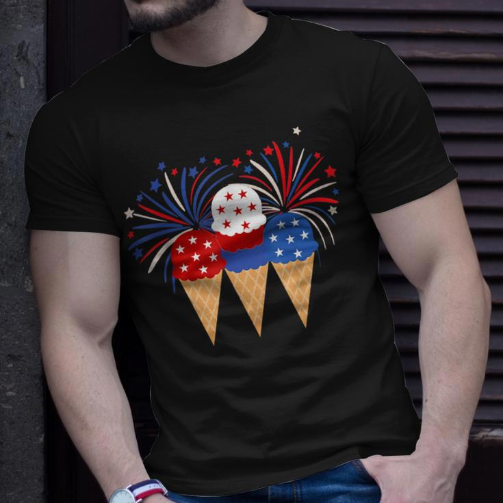 Memorial Day Patriotic Ice Cream Cones 4Th Of July Popsicles Unisex T-Shirt Gifts for Him