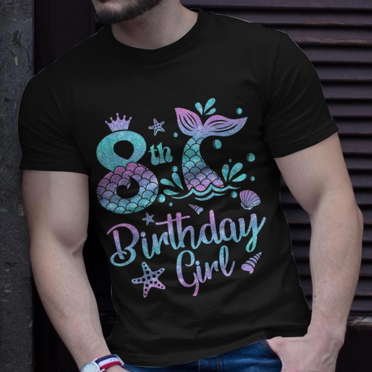 Mermaid Birthday Girl 8 Year Old Its My 8Th Bday Mermaid Unisex T-Shirt Gifts for Him