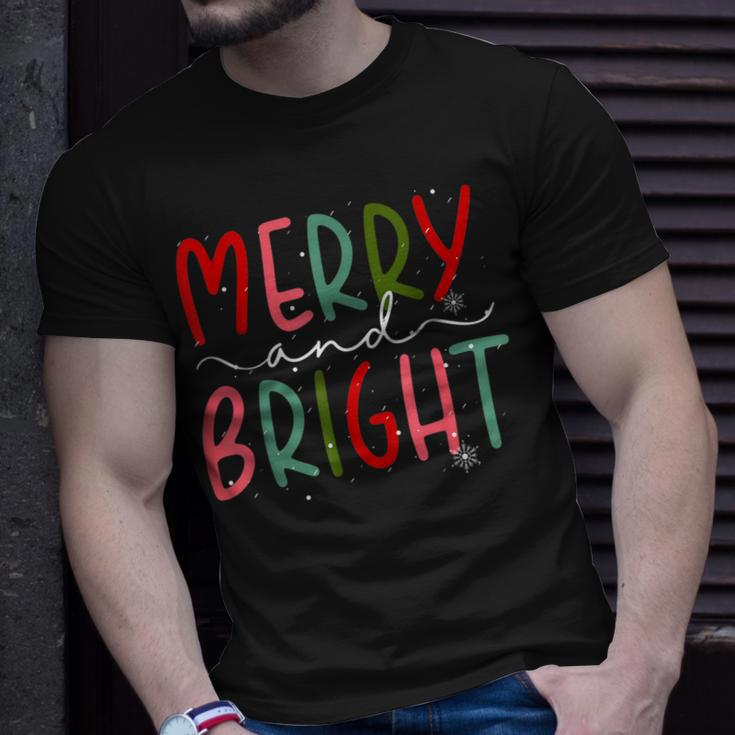 Merry And Bright Christmas Women Girls Kids Toddlers Cute Unisex T-Shirt Gifts for Him