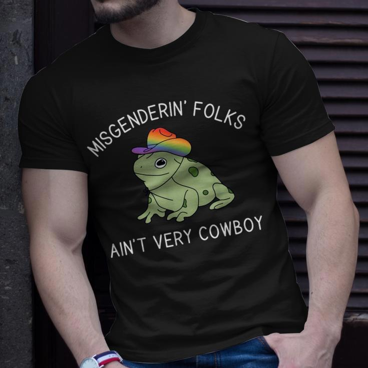 Misgenderin Folks Aint Very Cowboy Retro Frog Lgbtq Pride Unisex T-Shirt Gifts for Him