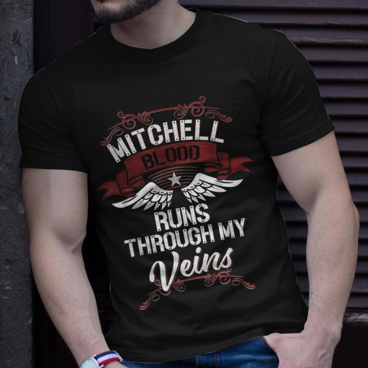 Mitchell Blood Runs Through My Veins Last Name Family T-Shirt Gifts for Him