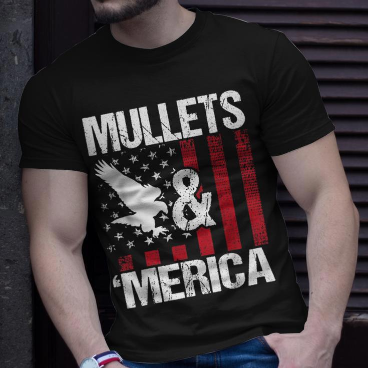 Mullets & Merica - Patriotic Us Flag Redneck Mullet Pride Unisex T-Shirt Gifts for Him
