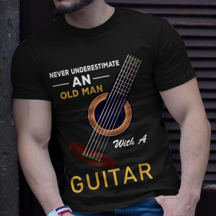Music Band Owner Quote Guitarist Never Underestimate An Old Unisex T-Shirt Gifts for Him