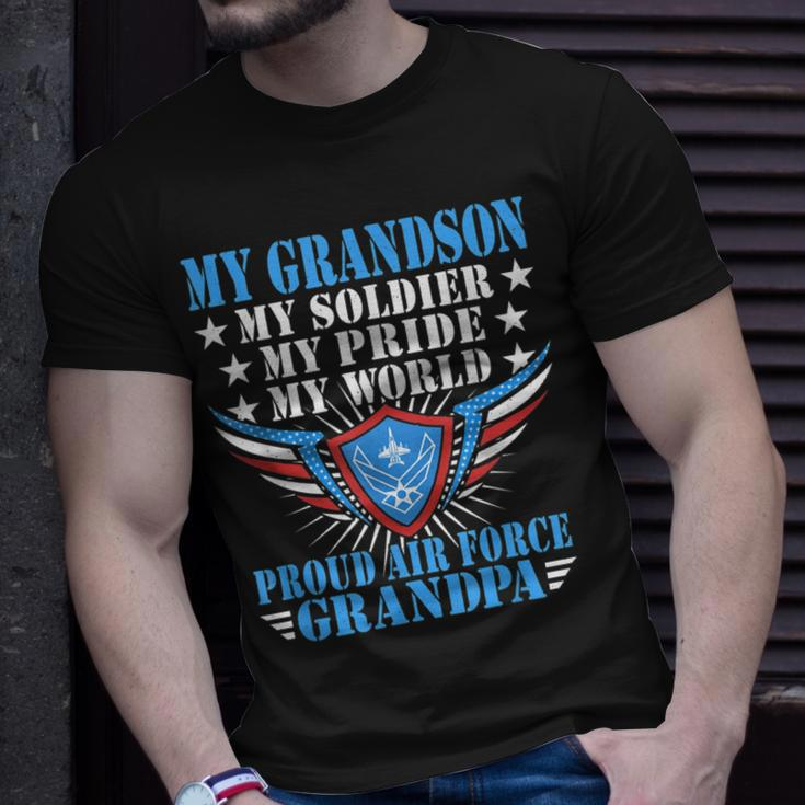 My Grandson Is A Soldier Airman Proud Air Force Grandpa Gift Gift For Mens Unisex T-Shirt Gifts for Him