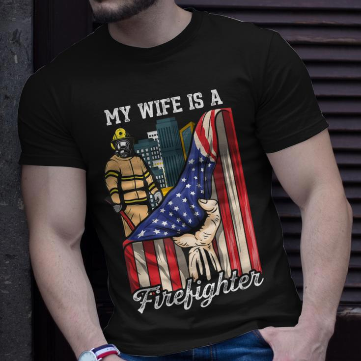 My Wife Is A Firefighter Husband Proud Fire Wife Design Gift For Women Unisex T-Shirt Gifts for Him