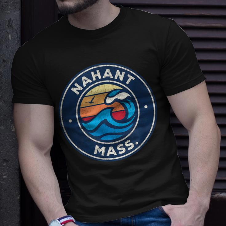 Nahant Massachusetts Ma Vintage Nautical Waves T-Shirt Gifts for Him