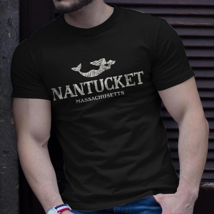 Nantucket Ma Vintage Mermaid & Seashell T-Shirt Gifts for Him