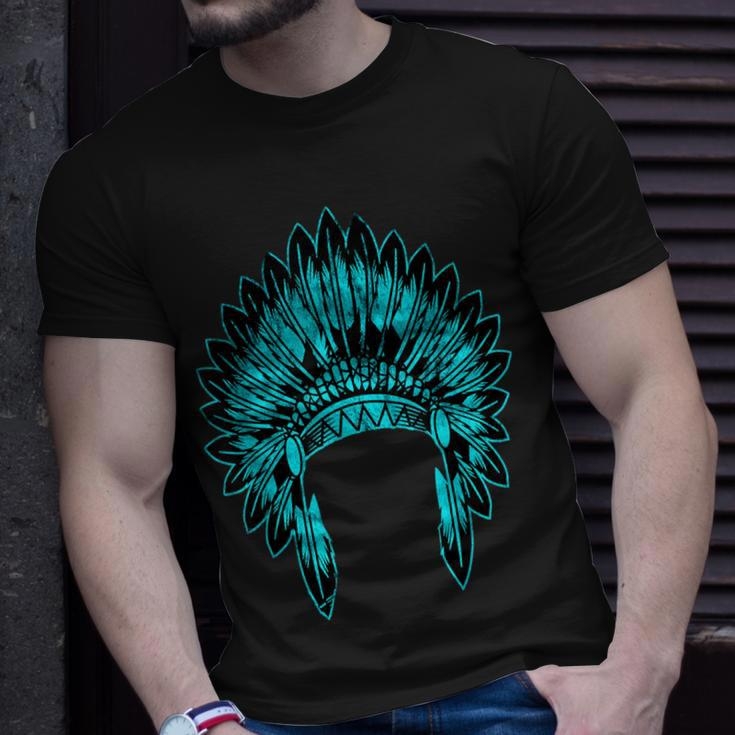 Native Ameircan Feather Headdress Pride Indian Chief Costume T-Shirt Gifts for Him