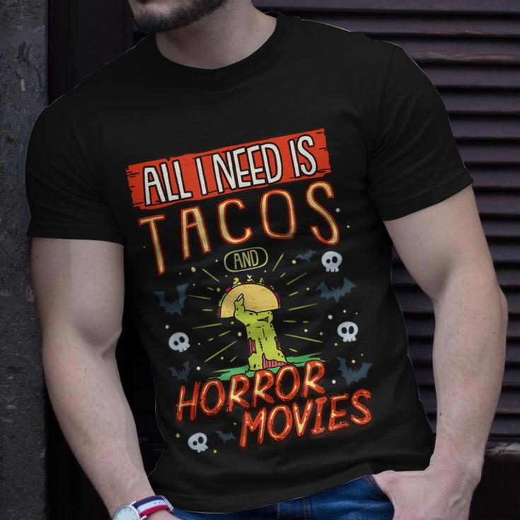 All I Need Is Tacos And Horror Movies Binge Watching Movies T-Shirt Gifts for Him
