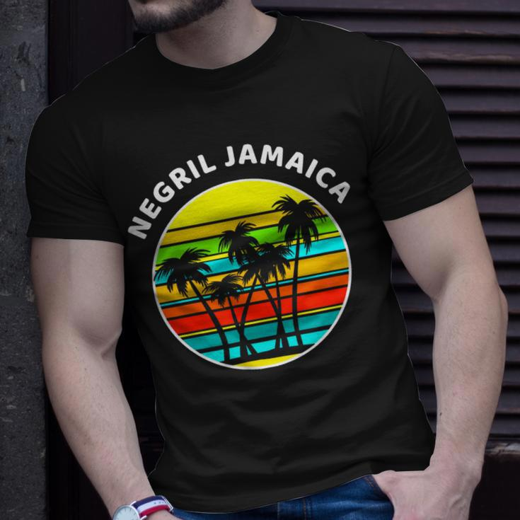 Negril Jamaica Palm Trees Silhouette Sunset Jamaica T-Shirt Gifts for Him