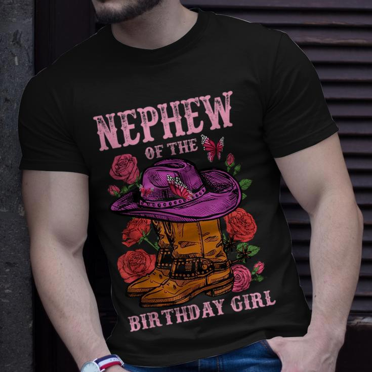 Nephew Of The Birthday Girl Pink Boots Cowgirl Matching Unisex T-Shirt Gifts for Him