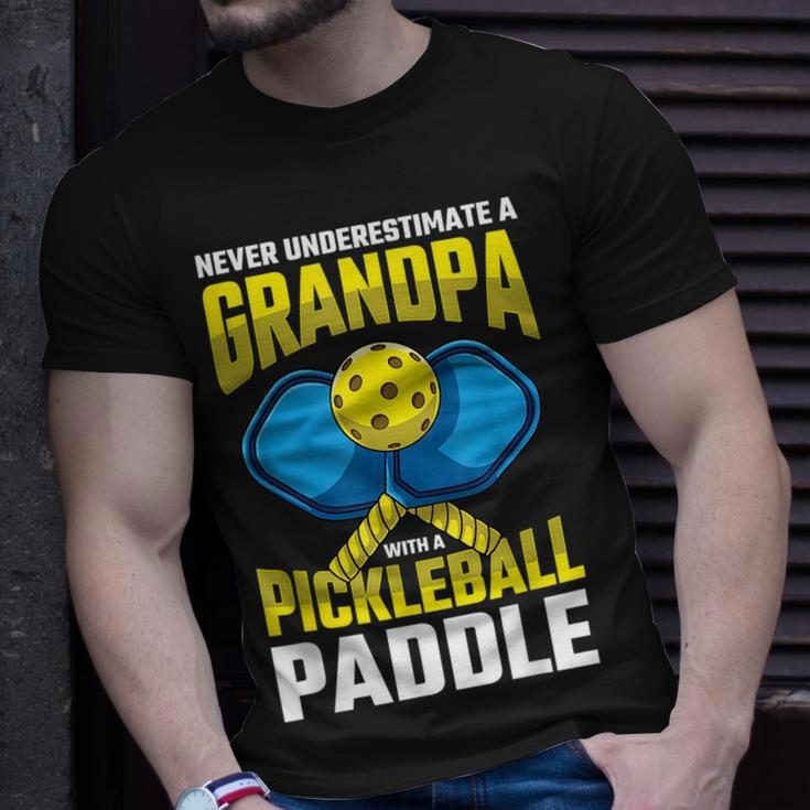 Never Underestimate A Pickleball Grandpa Player Funny Gift For Mens Unisex T-Shirt Gifts for Him