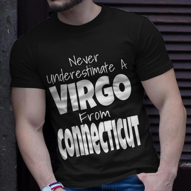 Never Underestimate A Virgo From Connecticut Zodiac Sign Unisex T-Shirt Gifts for Him