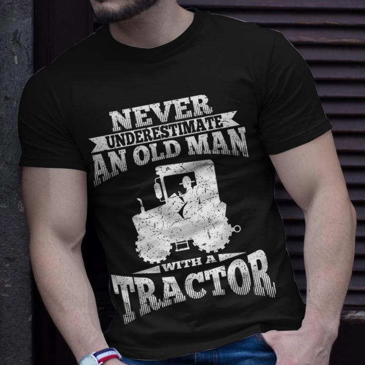 Never Underestimate An Old Man Tractor Grandpa Grandpa Funny Gifts Unisex T-Shirt Gifts for Him