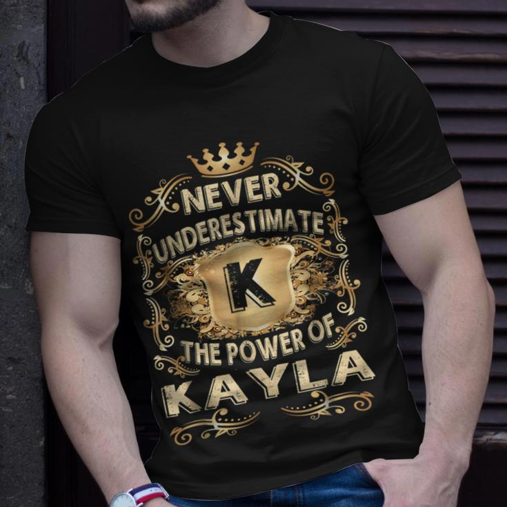 Never Underestimate Kayla Personalized Name Unisex T-Shirt Gifts for Him