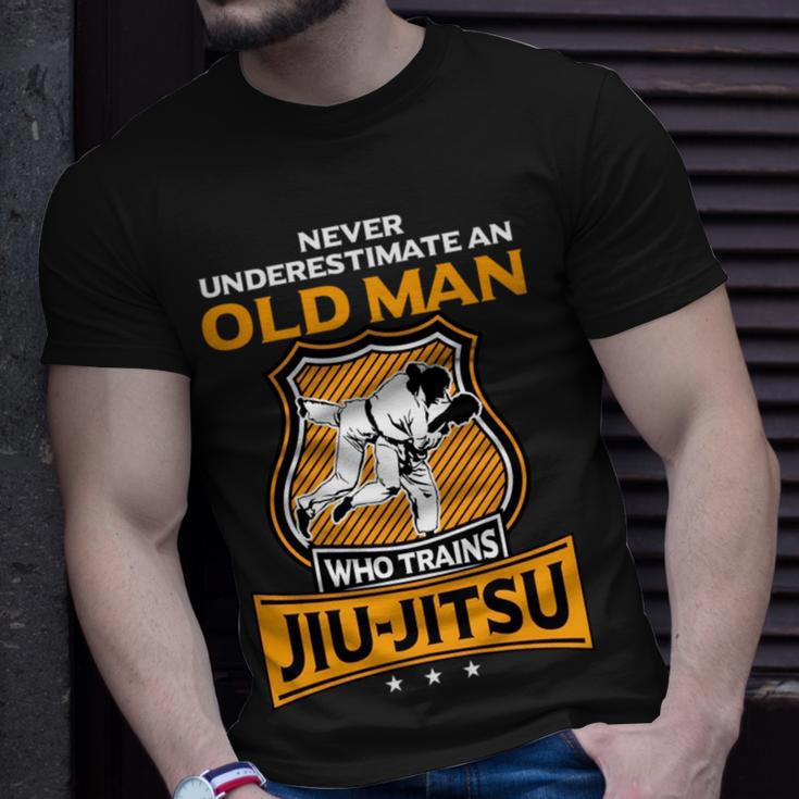 Never Underestimate Old Man Brazilian Jiu Jitsu Bjj Gi Gift Unisex T-Shirt Gifts for Him