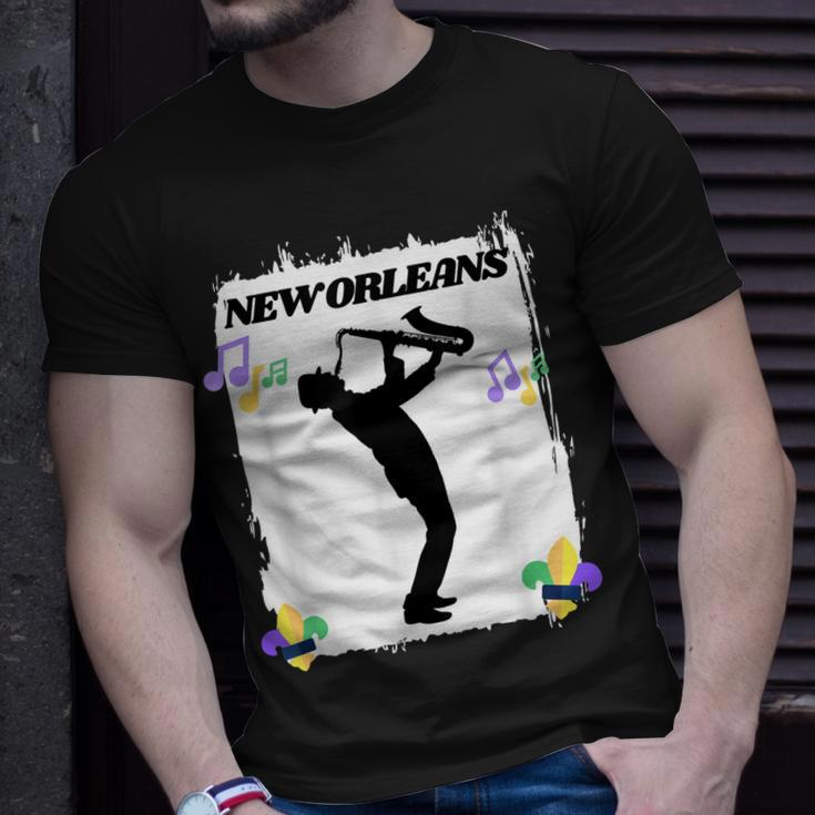 New Orleans Louisiana Skyline Music Jazz Travel Holidays T-shirt Gifts for Him