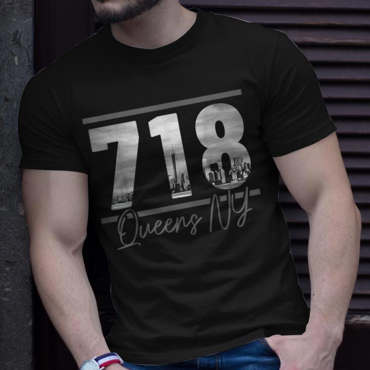 New York City 718 Area Code Skyline Queens Ny Nyc Vintage Unisex T-Shirt Gifts for Him
